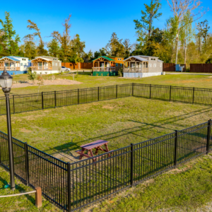 Fenced in dog park at Florida Caverns RV Resort